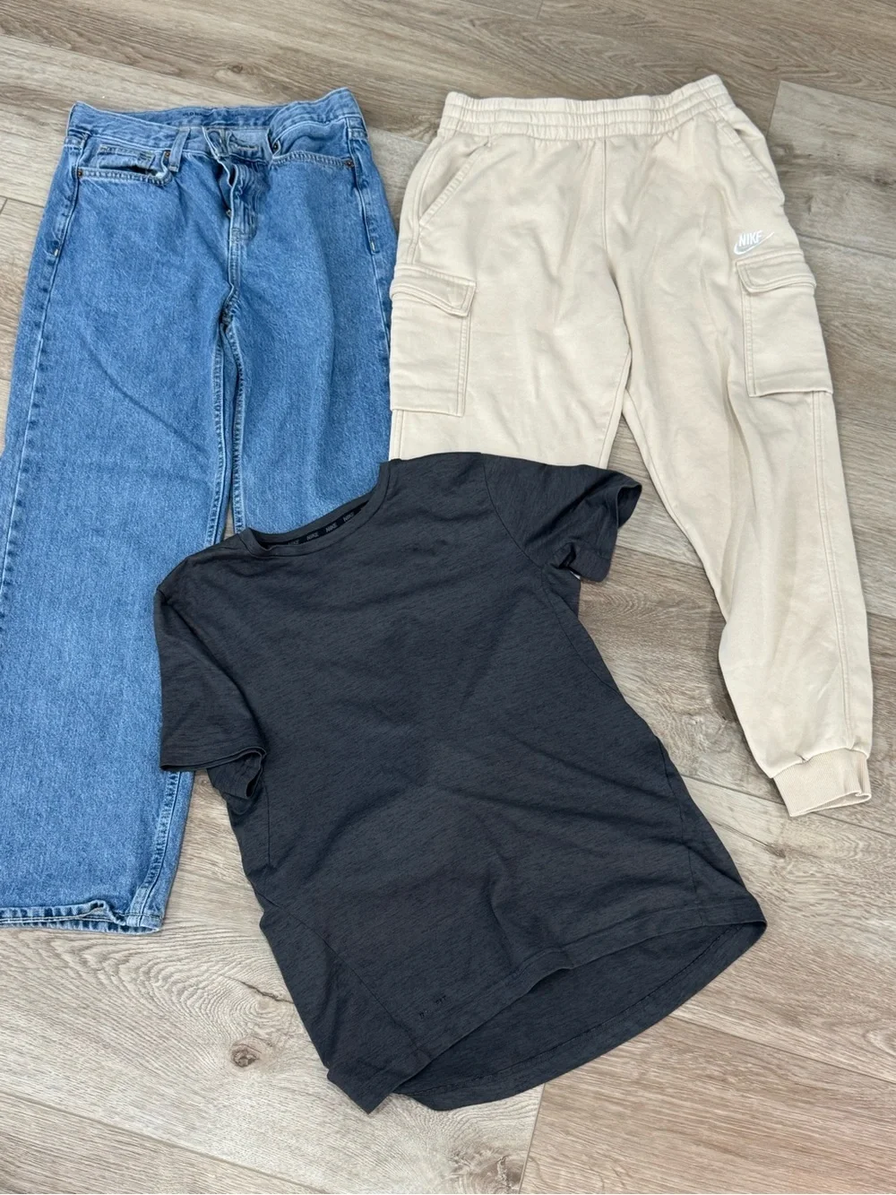 XL Boys Bundle Black Nike Crew Neck Tee, Nike Joggers, Old Navy Denim